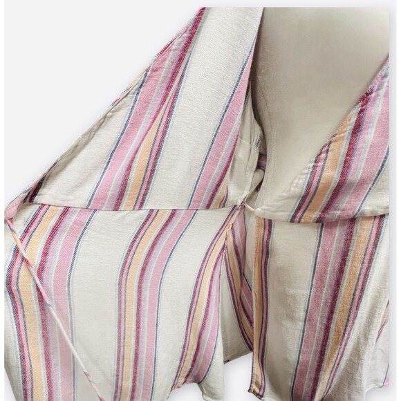 Forever 21+ Chambray Wrap Dress White Pink Orange Stripe Summer Plus Size 2X - Picture 5 of 14